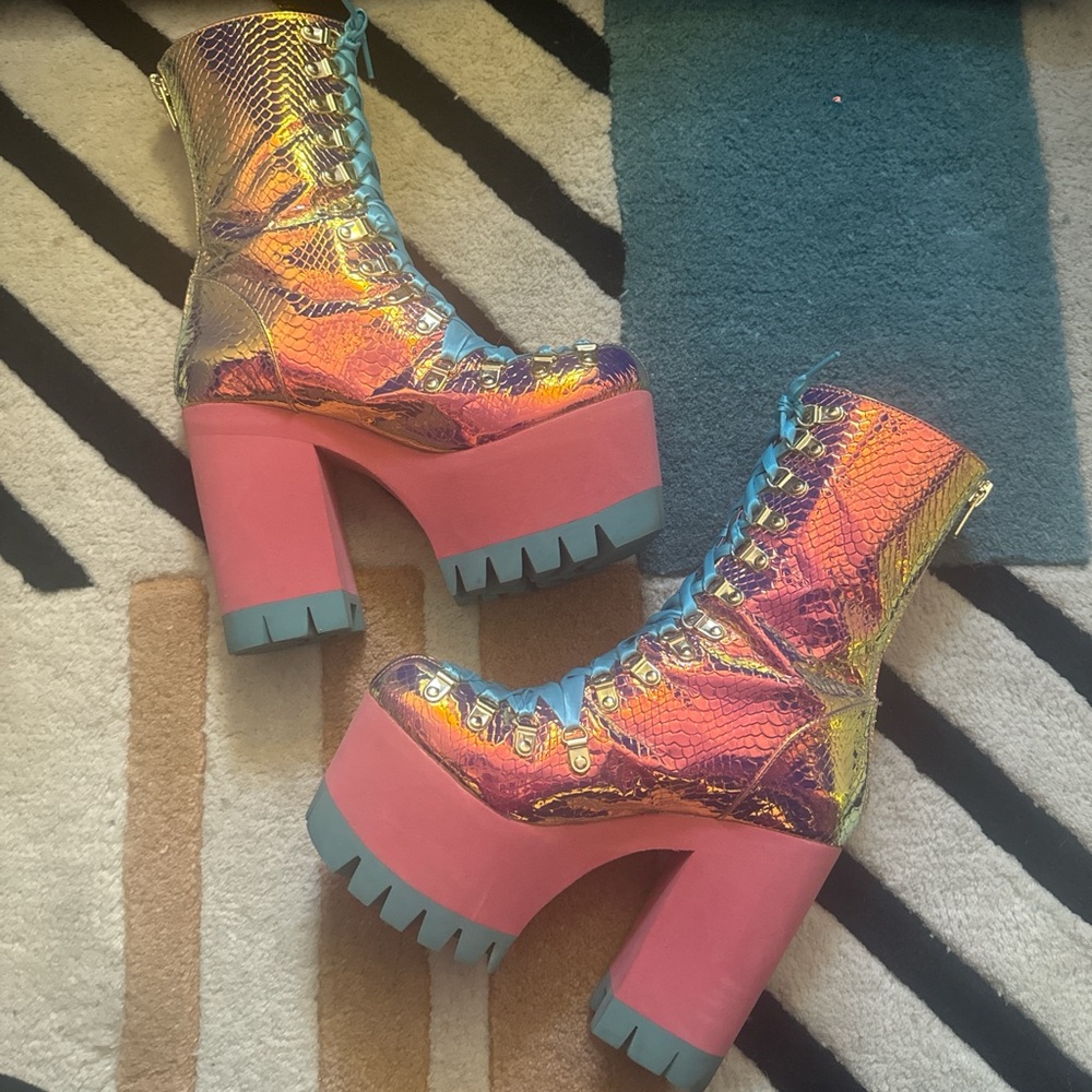 CLUB EXX SNAKESKIN PLATFORM BOOTS SOLD OUT